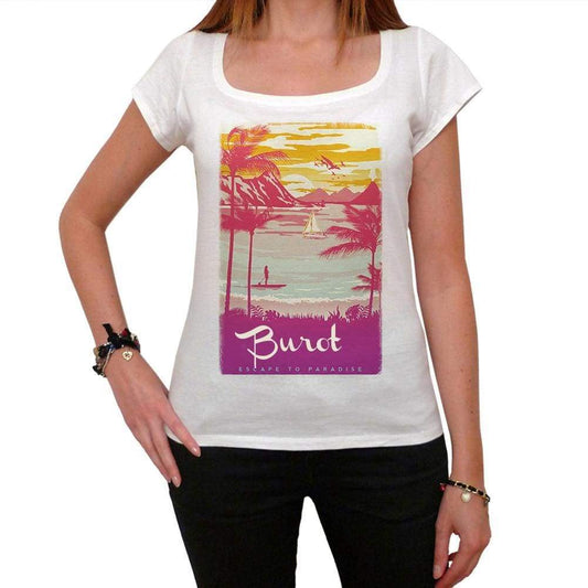 Burot Escape To Paradise Womens Short Sleeve Round Neck T-Shirt 00280 - White / Xs - Casual