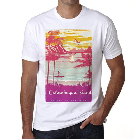 Calumbuyan Island Escape To Paradise White Mens Short Sleeve Round Neck T-Shirt 00281 - White / S - Casual