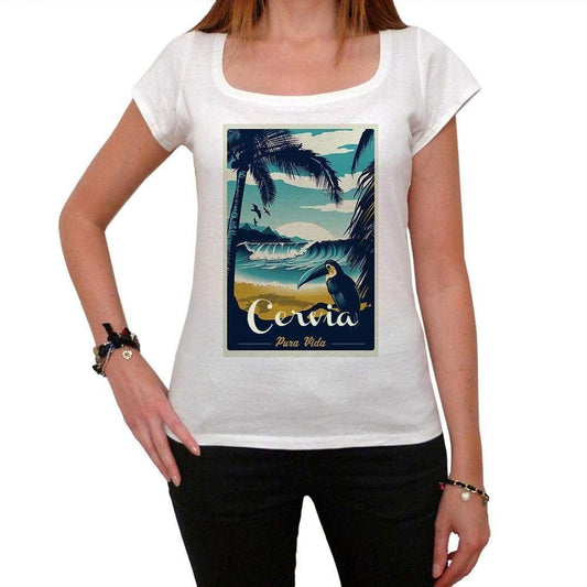 Cervia Pura Vida Beach Name White Womens Short Sleeve Round Neck T-Shirt 00297 - White / Xs - Casual