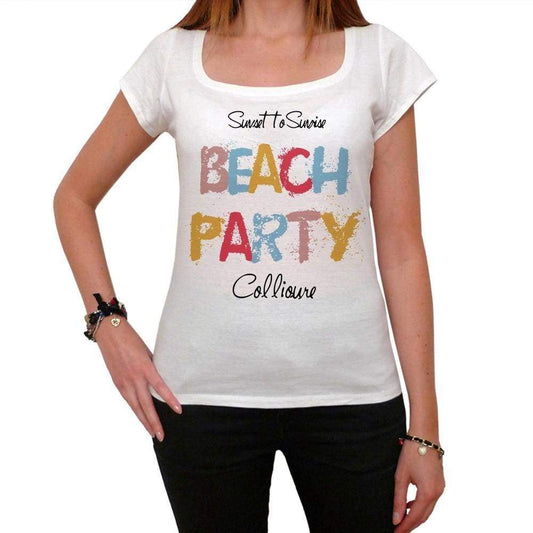 Collioure, Beach Party, White, <span>Women's</span> <span><span>Short Sleeve</span></span> <span>Round Neck</span> T-shirt 00276 - ULTRABASIC