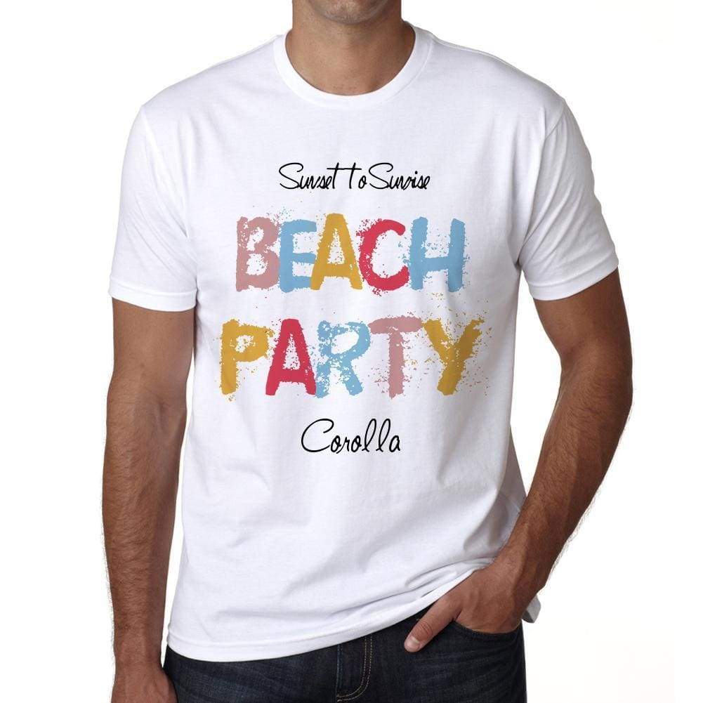 Corolla Beach Party White Mens Short Sleeve Round Neck T-Shirt 00279 - White / S - Casual