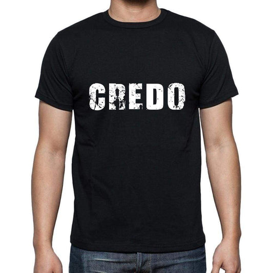 Credo Mens Short Sleeve Round Neck T-Shirt 5 Letters Black Word 00006 - Casual