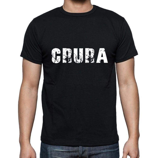 Crura Mens Short Sleeve Round Neck T-Shirt 5 Letters Black Word 00006 - Casual