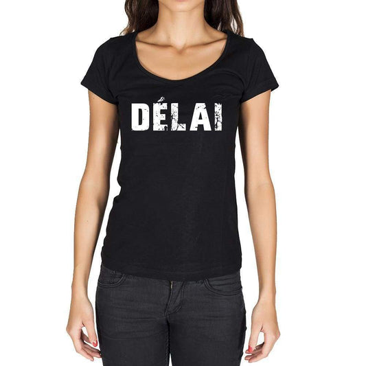 Délai French Dictionary Womens Short Sleeve Round Neck T-Shirt 00010 - Casual