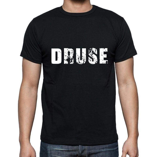 Druse Mens Short Sleeve Round Neck T-Shirt 5 Letters Black Word 00006 - Casual