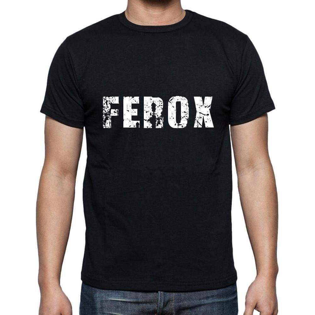 Ferox Mens Short Sleeve Round Neck T-Shirt 5 Letters Black Word 00006 - Casual