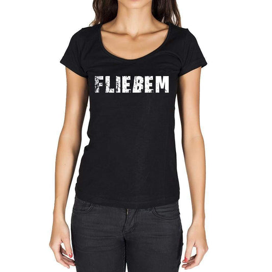 Fließem German Cities Black Womens Short Sleeve Round Neck T-Shirt 00002 - Casual