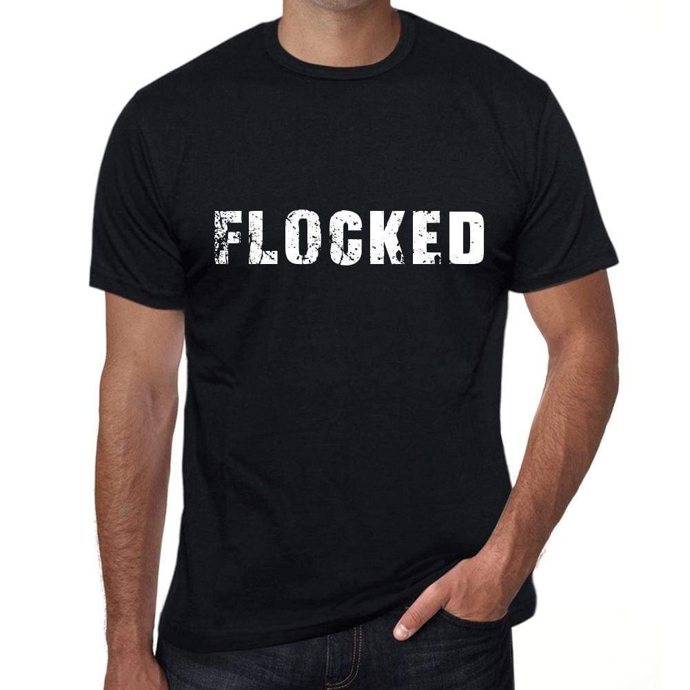 flocked Mens Vintage T shirt Black Birthday Gift 00555 - Ultrabasic