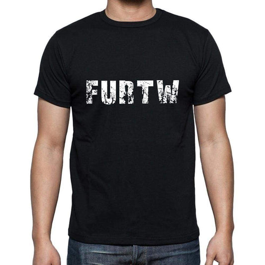 Furtw Mens Short Sleeve Round Neck T-Shirt 5 Letters Black Word 00006 - Casual