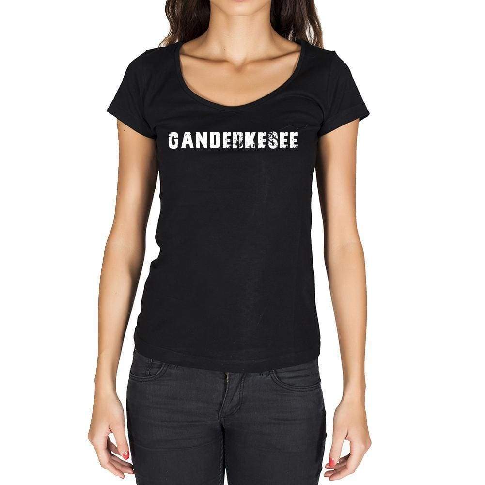 Ganderkesee German Cities Black Womens Short Sleeve Round Neck T-Shirt 00002 - Casual