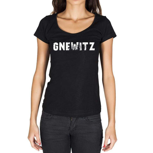 Gnewitz German Cities Black Womens Short Sleeve Round Neck T-Shirt 00002 - Casual