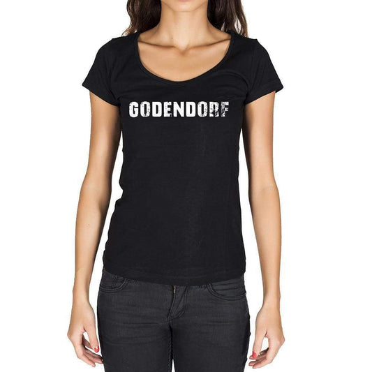 Godendorf German Cities Black Womens Short Sleeve Round Neck T-Shirt 00002 - Casual