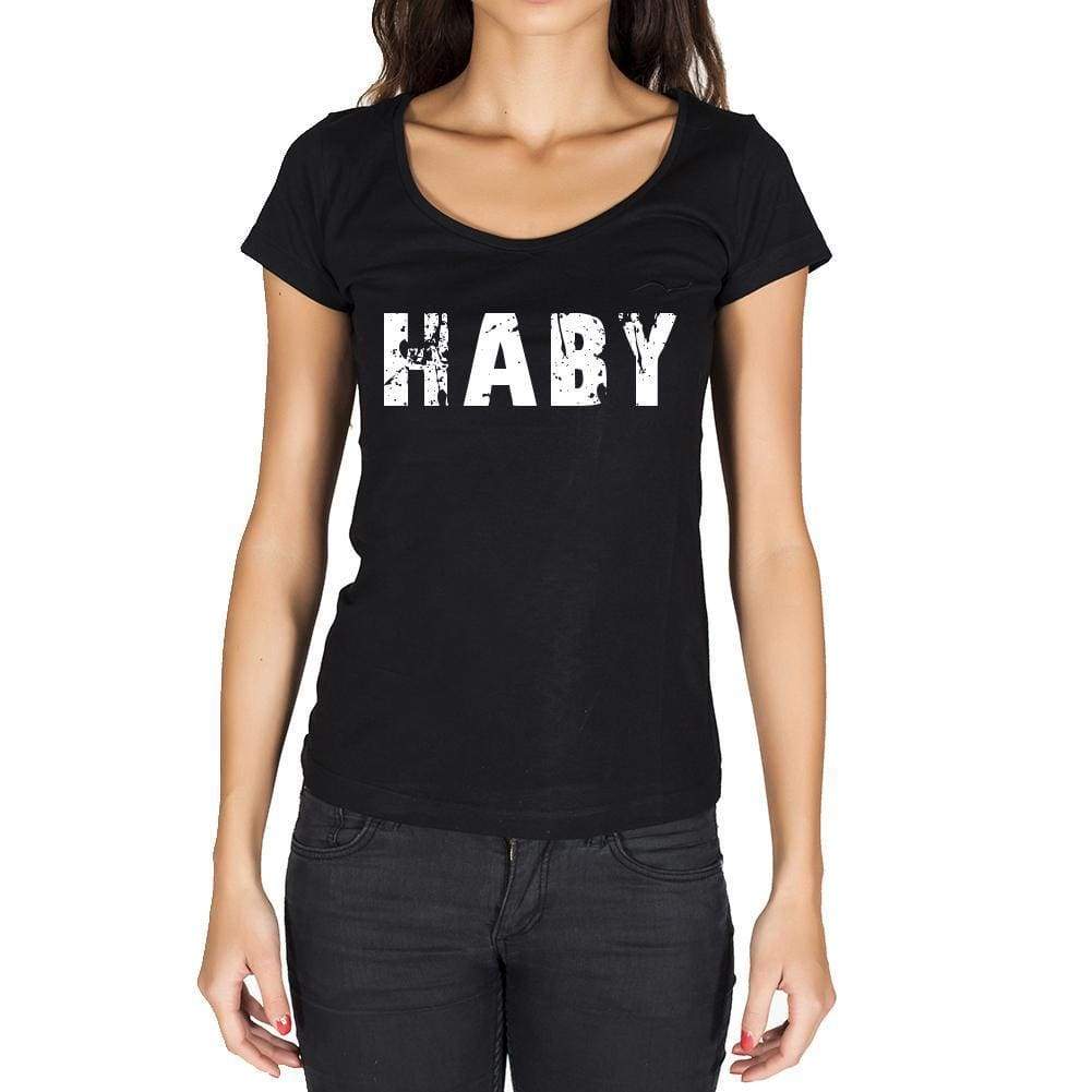 Haby German Cities Black Womens Short Sleeve Round Neck T-Shirt 00002 - Casual