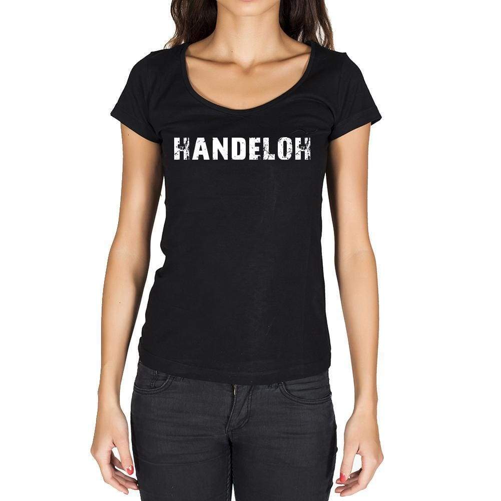 Handeloh German Cities Black Womens Short Sleeve Round Neck T-Shirt 00002 - Casual