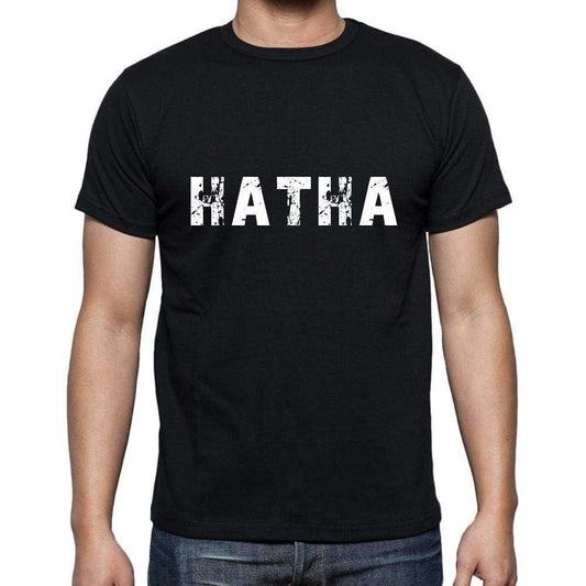 Hatha Mens Short Sleeve Round Neck T-Shirt 5 Letters Black Word 00006 - Casual