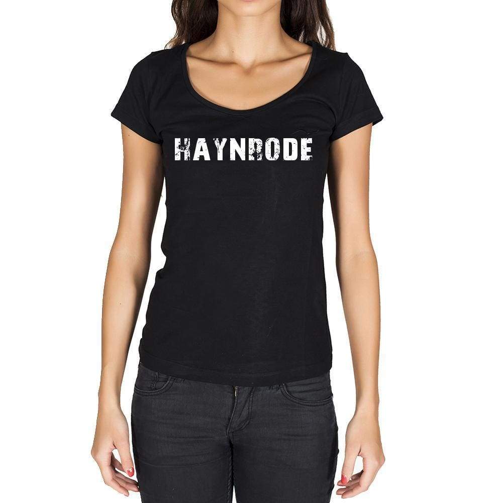 Haynrode German Cities Black Womens Short Sleeve Round Neck T-Shirt 00002 - Casual