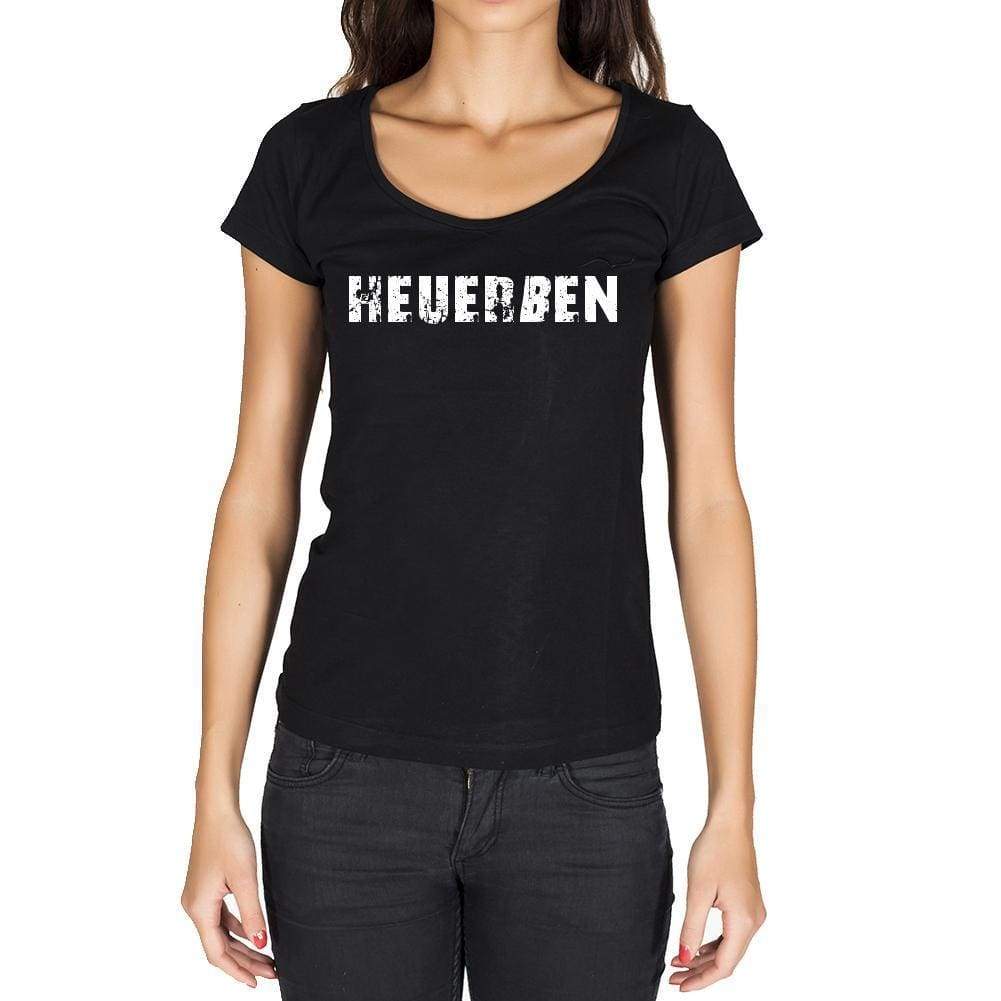Heuerßen German Cities Black Womens Short Sleeve Round Neck T-Shirt 00002 - Casual