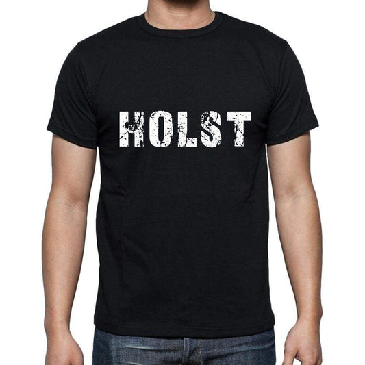 Holst Mens Short Sleeve Round Neck T-Shirt 5 Letters Black Word 00006 - Casual