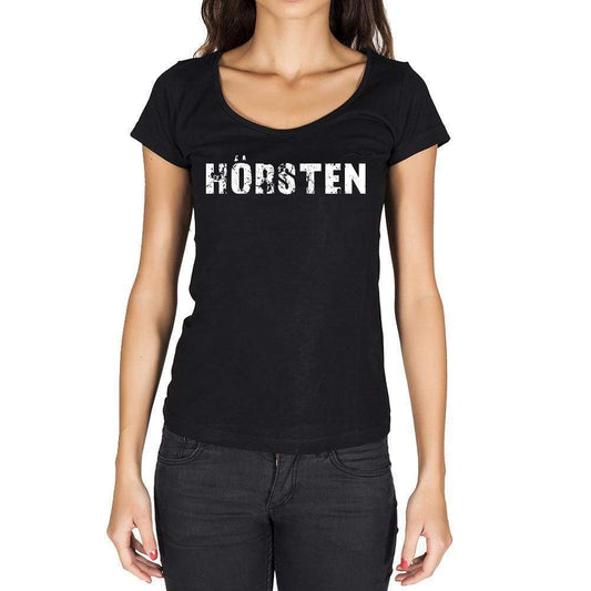 Hörsten German Cities Black Womens Short Sleeve Round Neck T-Shirt 00002 - Casual
