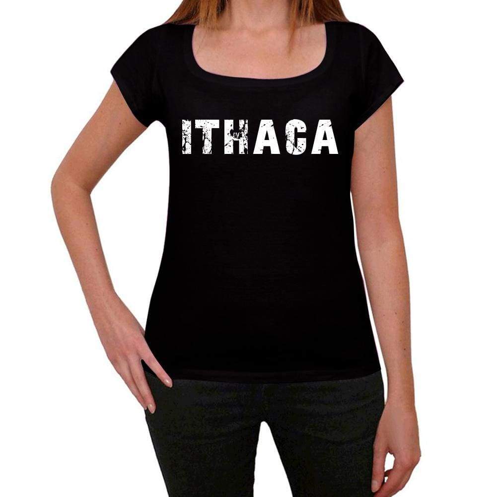 Ithaca Womens T Shirt Black Birthday Gift 00547 - Black / Xs - Casual