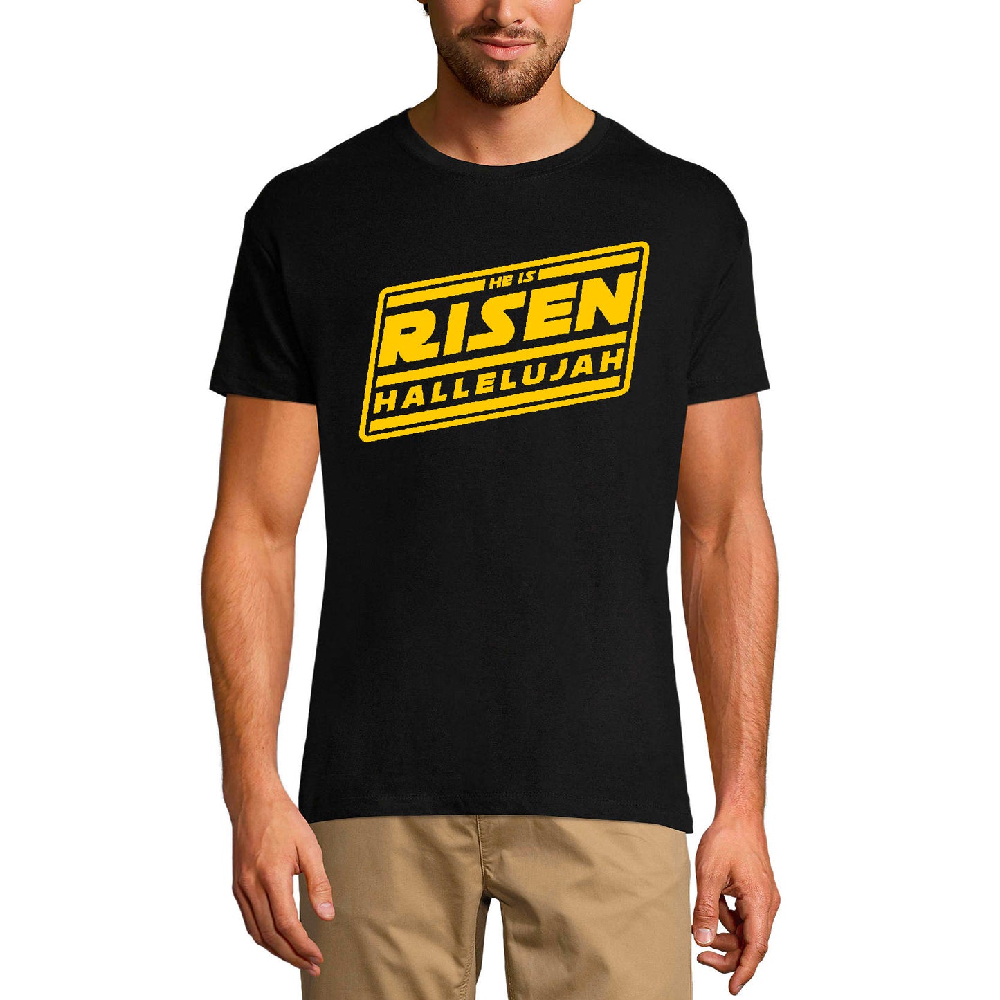 ULTRABASIC Men's Religious T-Shirt He is Risen Hallelujah - Bible Christ Shirt