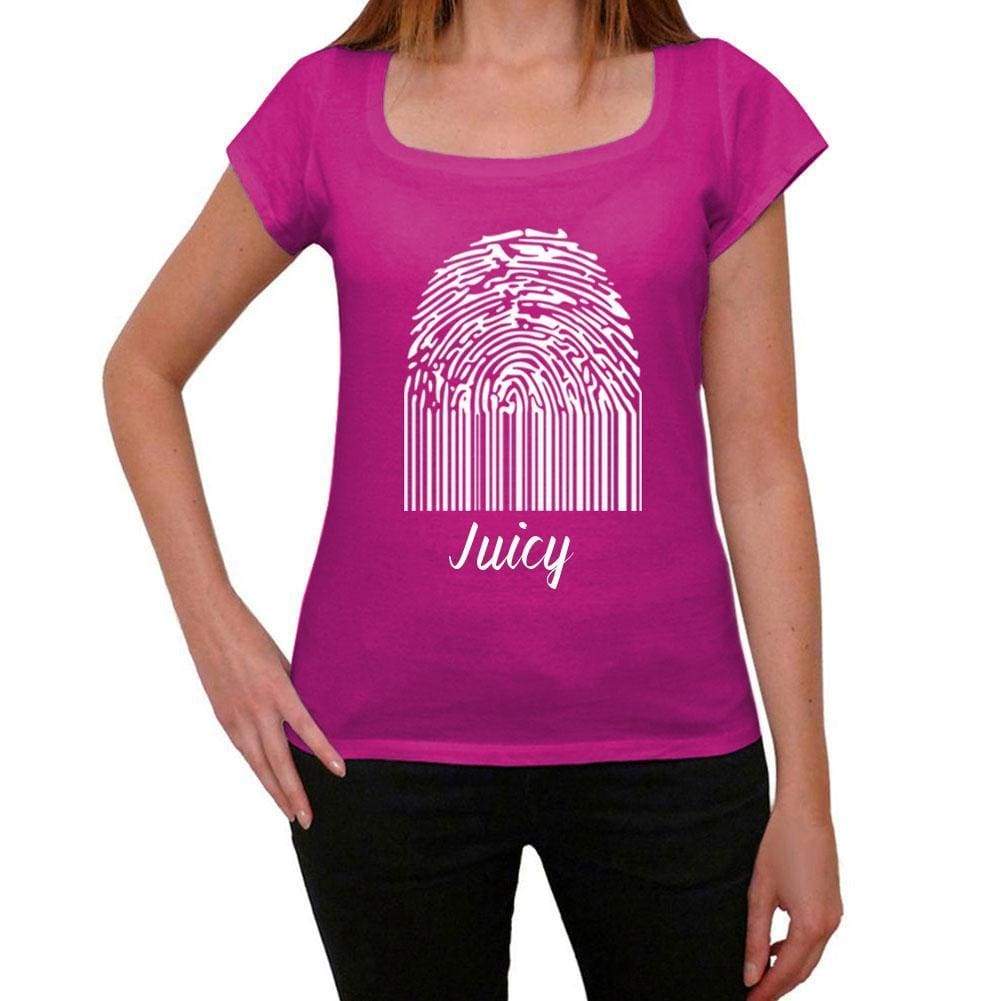 Juicy Fingerprint Pink Womens Short Sleeve Round Neck T-Shirt Gift T-Shirt 00307 - Pink / Xs - Casual