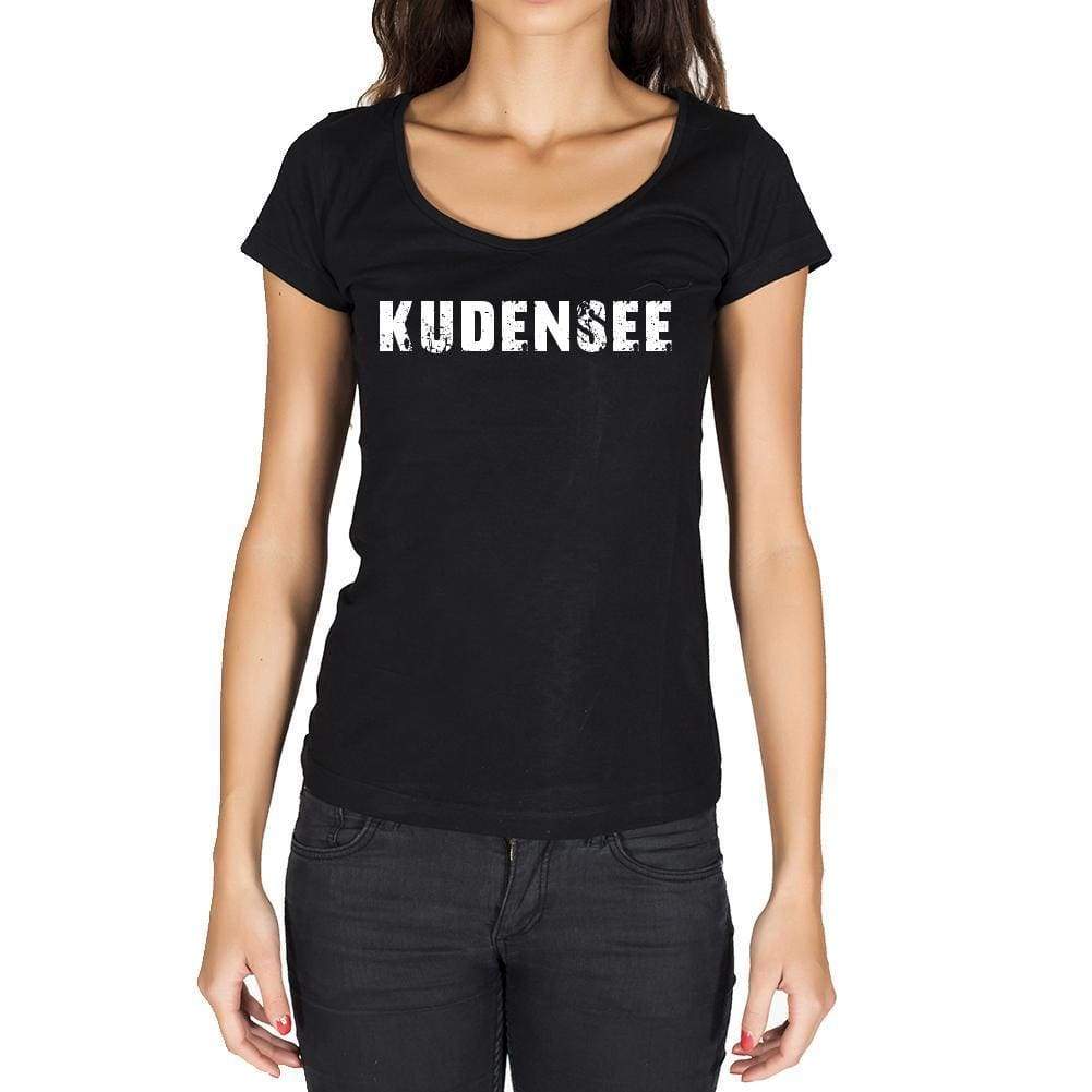 Kudensee German Cities Black Womens Short Sleeve Round Neck T-Shirt 00002 - Casual