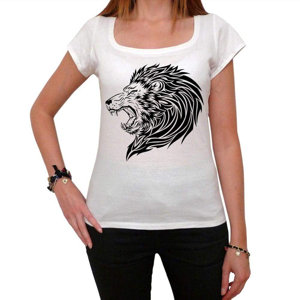 Lion Tribal Head Tattoo Womens Short Sleeve Scoop Neck Tee 00161