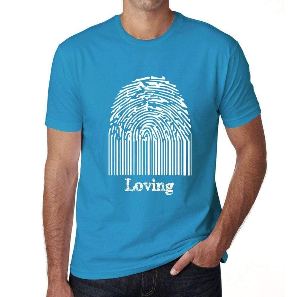 Loving Fingerprint Blue Mens Short Sleeve Round Neck T-Shirt Gift T-Shirt 00311 - Blue / S - Casual