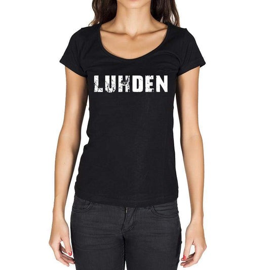 Luhden German Cities Black Womens Short Sleeve Round Neck T-Shirt 00002 - Casual