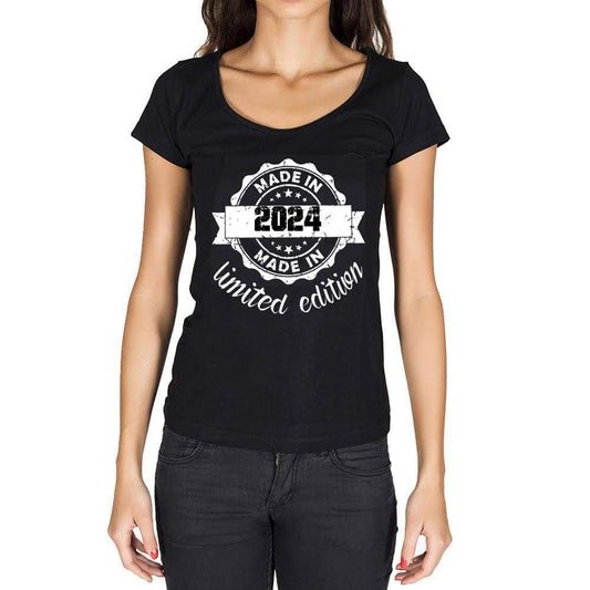Made In 2024 Limited Edition Womens T-Shirt Black Birthday Gift 00426 - Black / Xs - Casual
