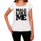 Male Like Me White Womens Short Sleeve Round Neck T-Shirt - White / Xs - Casual