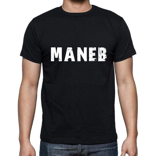 Maneb Mens Short Sleeve Round Neck T-Shirt 5 Letters Black Word 00006 - Casual