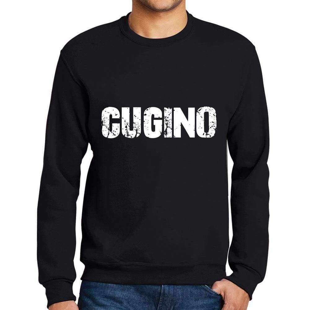 Mens Printed Graphic Sweatshirt Popular Words Cugino Deep Black - Deep Black / Small / Cotton - Sweatshirts