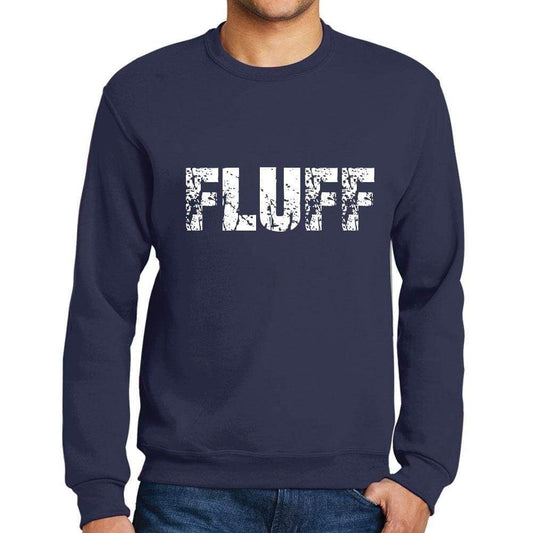 Mens Printed Graphic Sweatshirt Popular Words Fluff French Navy - French Navy / Small / Cotton - Sweatshirts