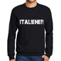 Mens Printed Graphic Sweatshirt Popular Words Italiener Deep Black - Deep Black / Small / Cotton - Sweatshirts