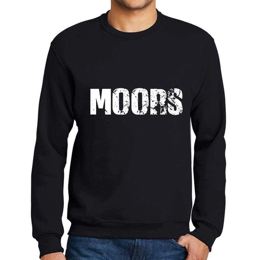 Mens Printed Graphic Sweatshirt Popular Words Moors Deep Black - Deep Black / Small / Cotton - Sweatshirts