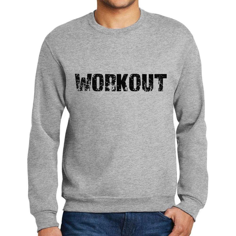 Mens Printed Graphic Sweatshirt Popular Words Workout Grey Marl - Grey Marl / Small / Cotton - Sweatshirts