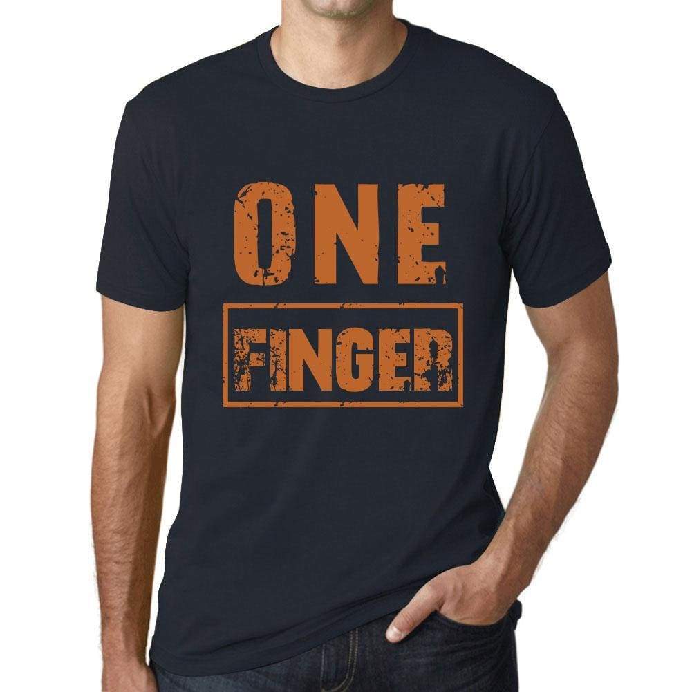 Mens Vintage Tee Shirt Graphic T Shirt One Finger Navy - Navy / Xs / Cotton - T-Shirt