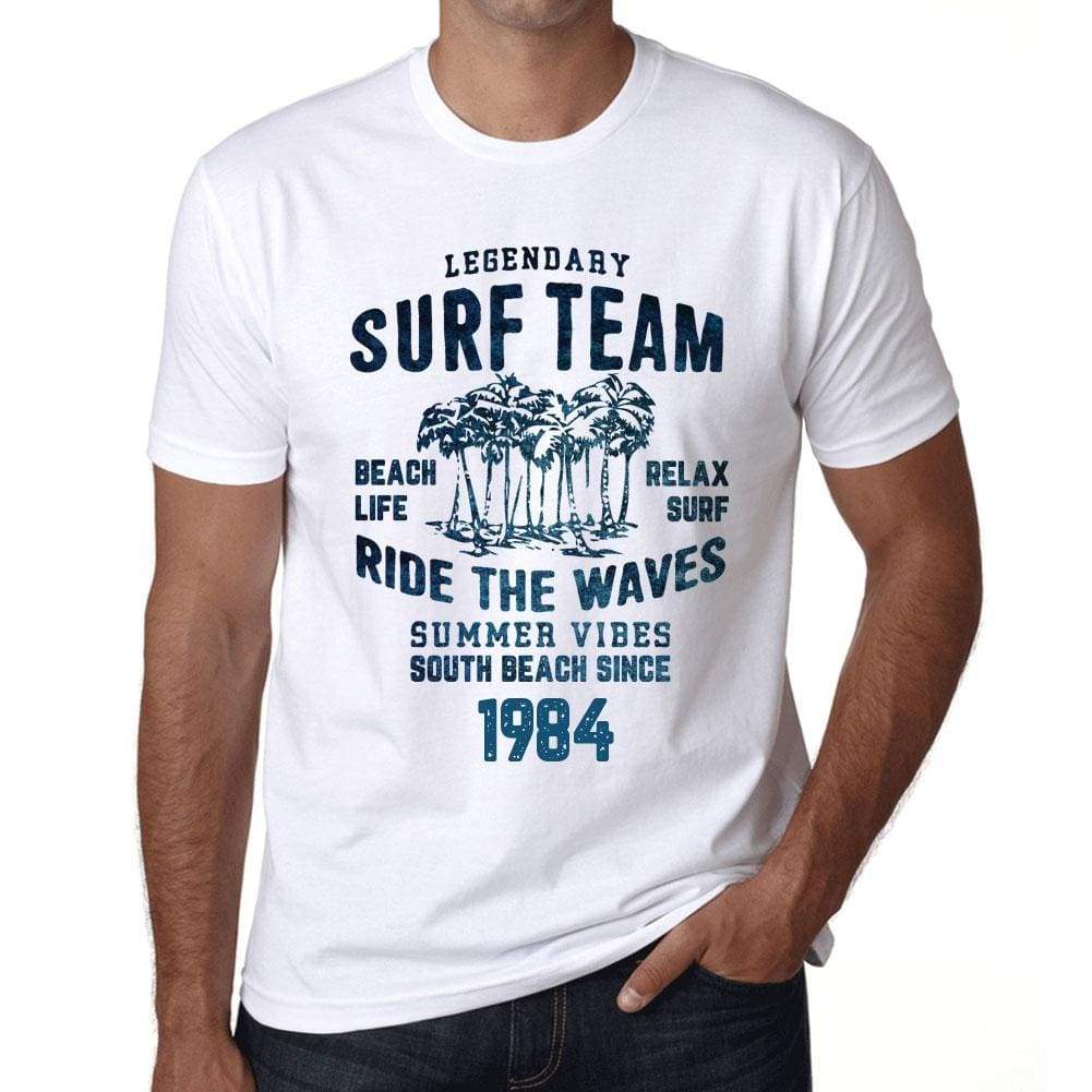 Mens Vintage Tee Shirt Graphic T Shirt Surf Team 1984 White - White / Xs / Cotton - T-Shirt