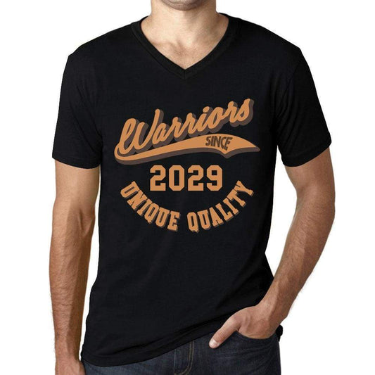 Mens Vintage Tee Shirt Graphic V-Neck T Shirt Warriors Since 2029 Deep Black - Black / S / Cotton - T-Shirt