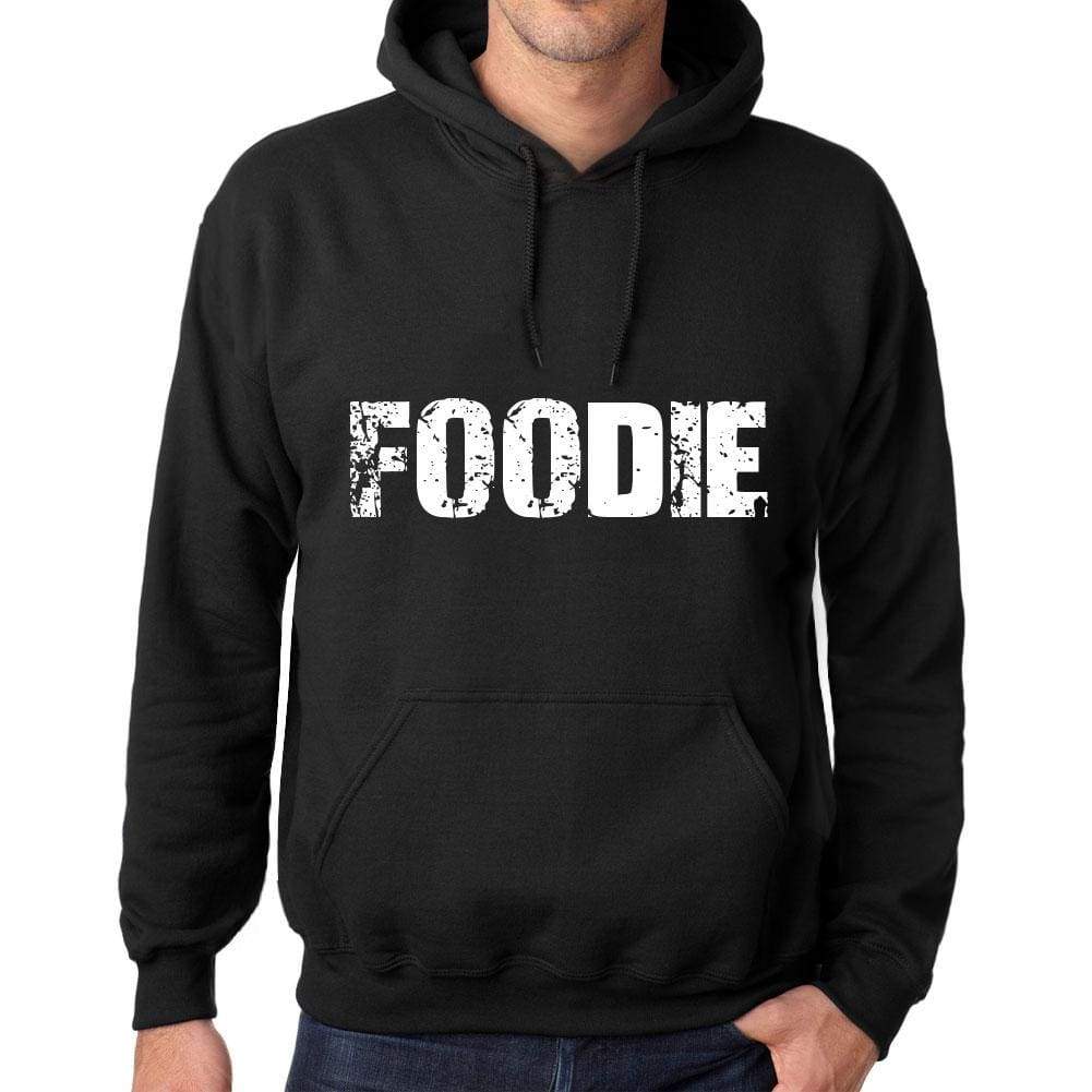 Mens Womens Unisex Printed Graphic Cotton Hoodie Soft Heavyweight Hooded Sweatshirt Pullover Popular Words Foodie Deep Black - Black / Xs /