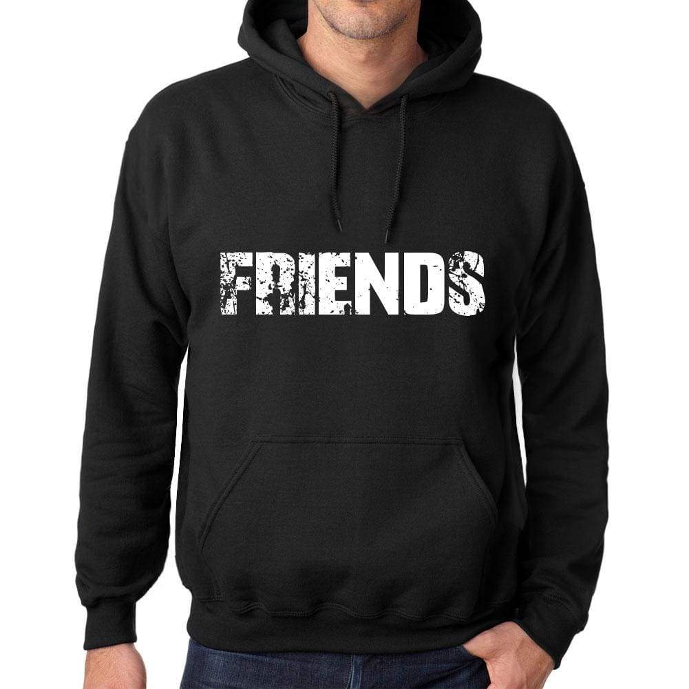 Mens Womens Unisex Printed Graphic Cotton Hoodie Soft Heavyweight Hooded Sweatshirt Pullover Popular Words Friends Deep Black - Black / Xs /