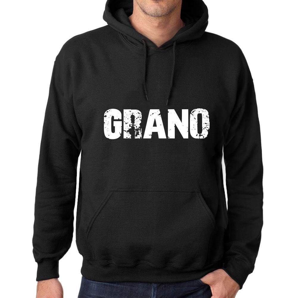 Mens Womens Unisex Printed Graphic Cotton Hoodie Soft Heavyweight Hooded Sweatshirt Pullover Popular Words Grano Deep Black - Black / Xs /