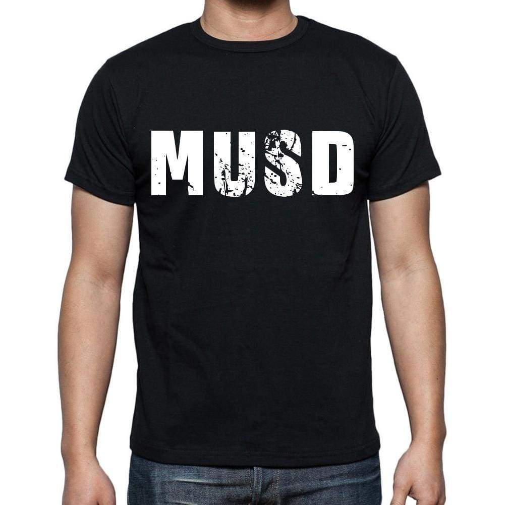 Musd Mens Short Sleeve Round Neck T-Shirt 4 Letters Black - Casual
