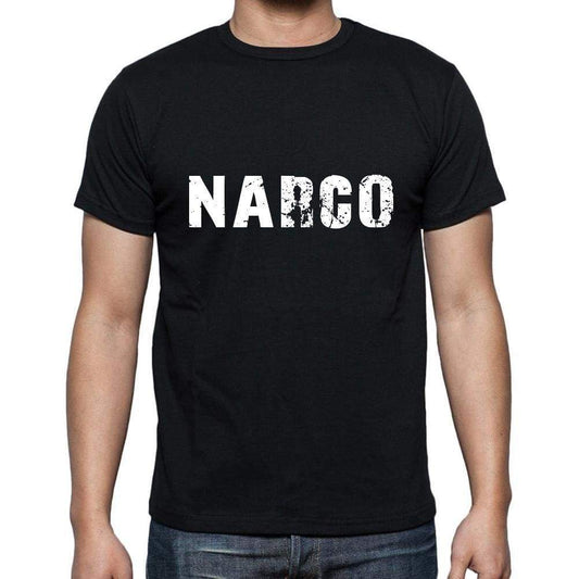 Narco Mens Short Sleeve Round Neck T-Shirt 5 Letters Black Word 00006 - Casual