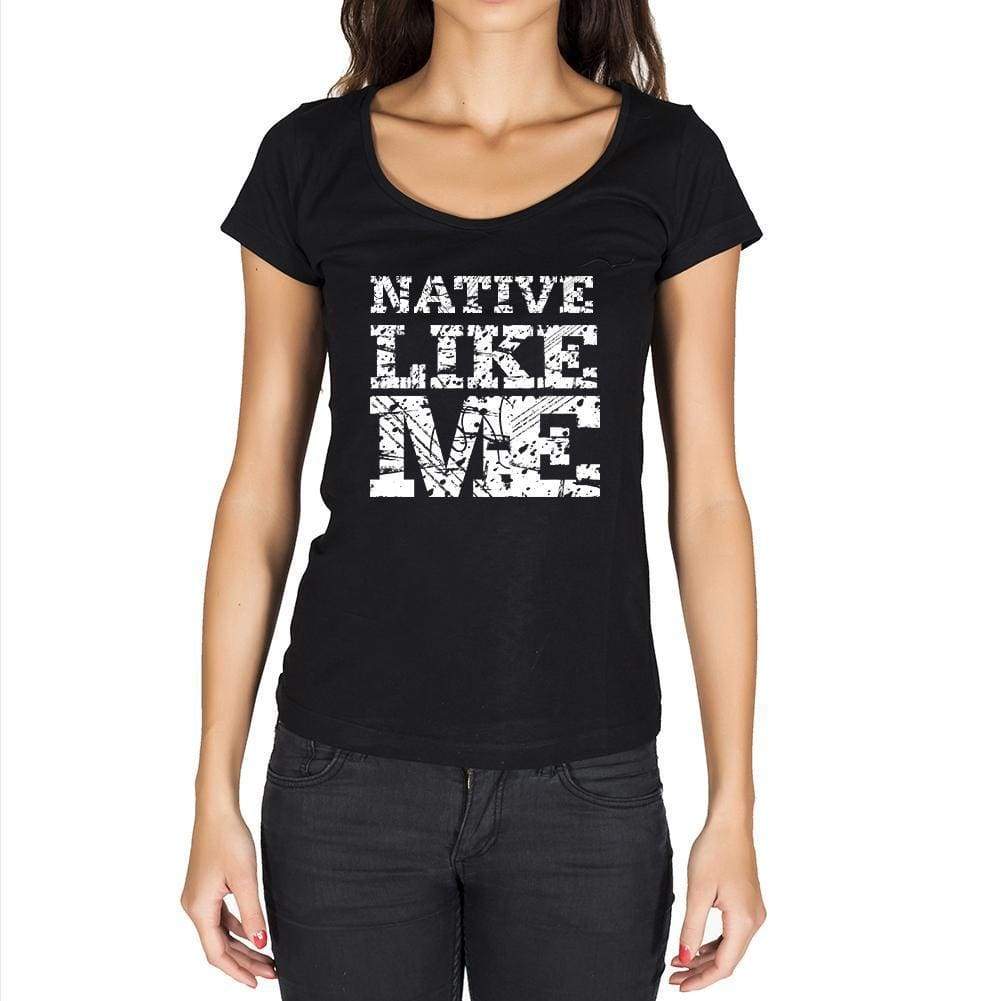 Native Like Me Black Womens Short Sleeve Round Neck T-Shirt - Black / Xs - Casual