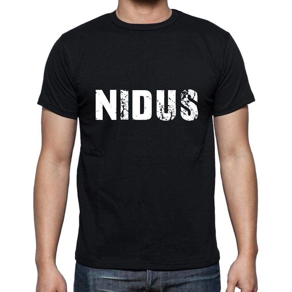 Nidus Mens Short Sleeve Round Neck T-Shirt 5 Letters Black Word 00006 - Casual