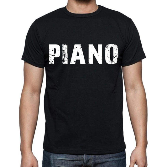 Piano White Letters Mens Short Sleeve Round Neck T-Shirt 00007