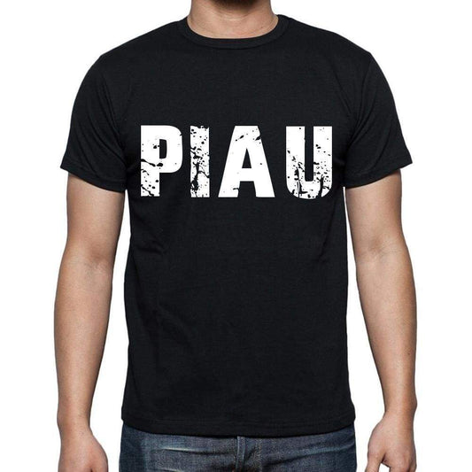 Piau Mens Short Sleeve Round Neck T-Shirt 4 Letters Black - Casual